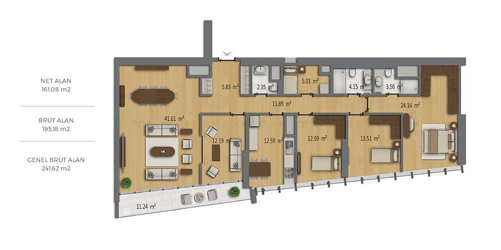4.5 bedrooms 195.18 sqm - floor plan