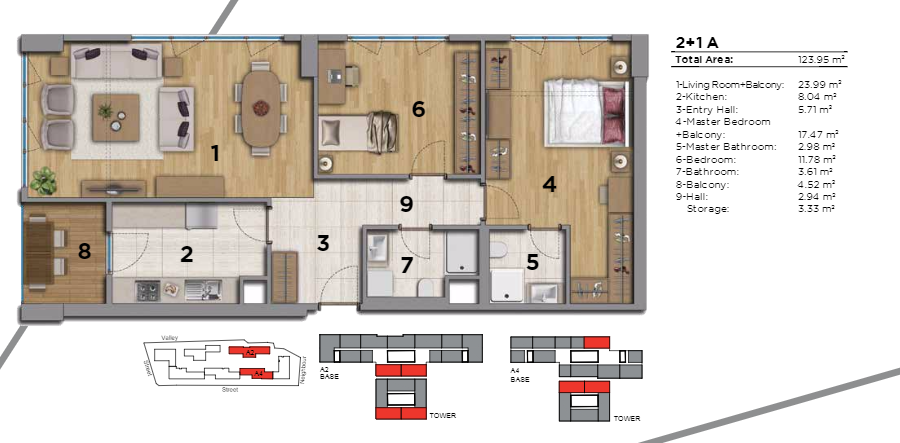 2 bed flat floor plan | 123 sqm