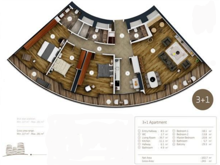 3 bed floor plan | 243 sqm