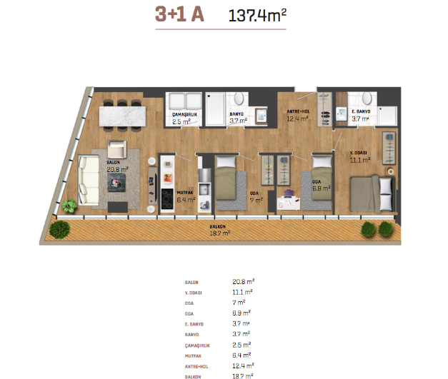 3 bed flat floor plan 137 sqm