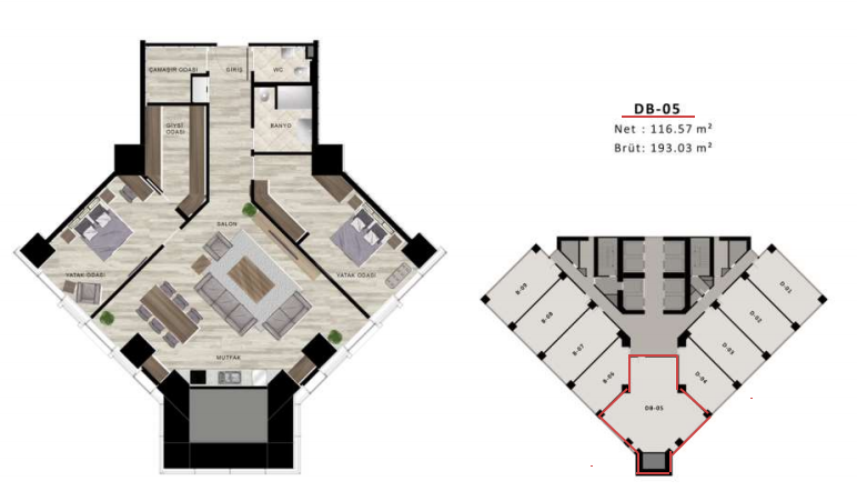 Residence | 2 bed floor plan | 193,03 sqm