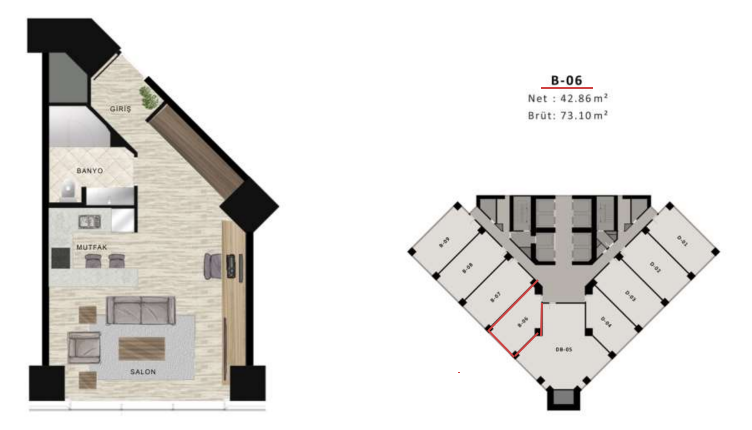 Residence | studio floor plan | 73,10 sqm